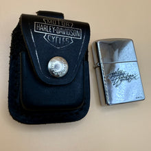 Load image into Gallery viewer, Y2K Zippo Harley Davidson Chrome Lighter with Harley Leather Belt Pouch