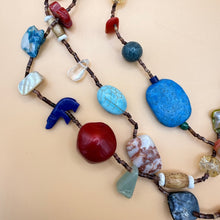 Load image into Gallery viewer, Vintage Southwestern Multi Strand Beaded Fetish Necklace Carved Stone Shell Glass