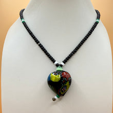 Load image into Gallery viewer, Vintage Venetian Lampwork Art Glass Puffy Heart Pendant Necklace