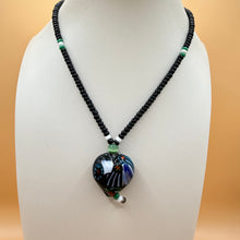 Load image into Gallery viewer, Vintage Venetian Lampwork Art Glass Puffy Heart Pendant Necklace