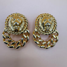 Load image into Gallery viewer, Vintage Anne Klein AK Lion Head Doorknocker Clip-On Earrings