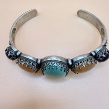 Load image into Gallery viewer, Vintage Signed Sterling Silver Multi Gemstone Cuff Bracelet 6.5