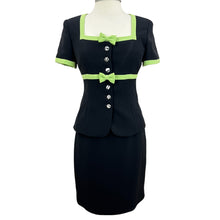 Load image into Gallery viewer, 90s Ricky Freeman for Terry John Short Sleeve Skirt Suit with Bows Size 4