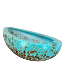 Load image into Gallery viewer, MCM Turquoise Gold Flecks Ashtray 3-Piece Set Made in Italy