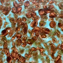 Load image into Gallery viewer, MCM Turquoise Gold Flecks Ashtray 3-Piece Set Made in Italy