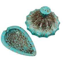 Load image into Gallery viewer, MCM Turquoise Gold Flecks Ashtray 3-Piece Set Made in Italy