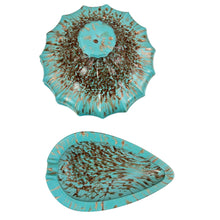 Load image into Gallery viewer, MCM Turquoise Gold Flecks Ashtray 3-Piece Set Made in Italy