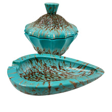 Load image into Gallery viewer, MCM Turquoise Gold Flecks Ashtray 3-Piece Set Made in Italy