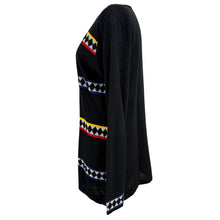 Load image into Gallery viewer, 80s Black Geometric Knit Pullover Sweater Size Medium