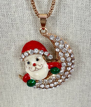 Load image into Gallery viewer, Betsey Johnson Sparkling Santa Claus Rhinestone Christmas Pendant Necklace 30"