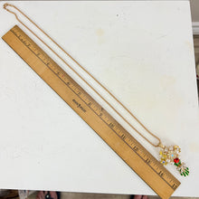 Load image into Gallery viewer, Betsey Johnson Enamel Rhinestone Flower Bouquet Pendant Necklace 30"