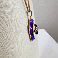 Load image into Gallery viewer, Betsey Johnson Purple Enamel Flower Rhinestone Pendant Necklace 30"