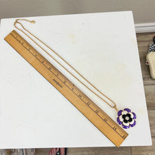 Load image into Gallery viewer, Betsey Johnson Purple Enamel Flower Rhinestone Pendant Necklace 30"