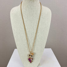 Load image into Gallery viewer, Betsey Johnson Rhinestone Royal Owl Pendant Necklace 30"