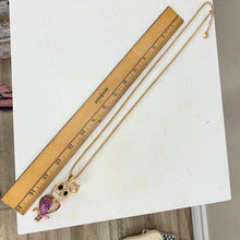 Load image into Gallery viewer, Betsey Johnson Rhinestone Royal Owl Pendant Necklace 30"