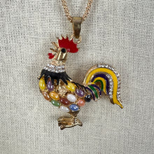 Load image into Gallery viewer, Betsey Johnson Jeweled Rooster Rhinestone Pendant Necklace 30"
