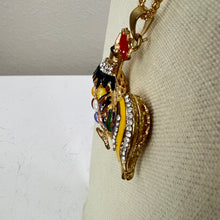 Load image into Gallery viewer, Betsey Johnson Jeweled Rooster Rhinestone Pendant Necklace 30"