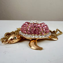 Load image into Gallery viewer, Betsey Johnson Sparkly Pink Rhinestone Sea Turtle Pendant Necklace 30"