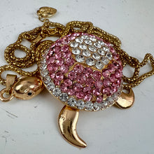 Load image into Gallery viewer, Betsey Johnson Sparkly Pink Rhinestone Sea Turtle Pendant Necklace 30"