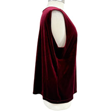 Load image into Gallery viewer, VTG 90s Burgundy Velvet V Neck Sleeveless Top Size XL