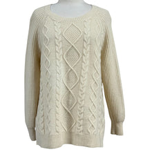 Load image into Gallery viewer, Madewell Chunky Ivory Cable Knit Wool Sweater Size Large