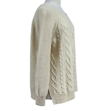 Load image into Gallery viewer, Madewell Chunky Ivory Cable Knit Wool Sweater Size Large