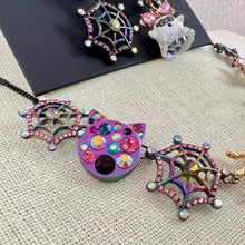 Load image into Gallery viewer, Betsy Johnson Halloween Spider and Ghosts Charm Necklace and Earrings Set