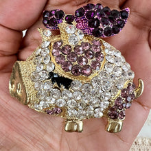 Load image into Gallery viewer, Betsey Johnson Rhinestone Cute Pig Pendant 2.5"