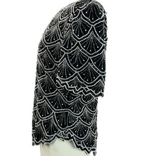 Load image into Gallery viewer, Vintage 80s Sequin & Pearls Silk Top Size XL