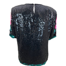 Load image into Gallery viewer, Vintage 80s 100% Silk Sequin Roses Top Size Large