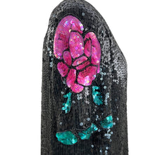 Load image into Gallery viewer, Vintage 80s 100% Silk Sequin Roses Top Size Large