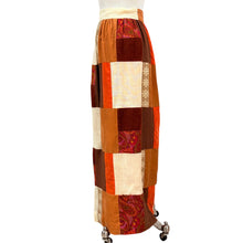 Load image into Gallery viewer, Vintage 70s Sakowitz Patchwork Maxi Wrap Skirt Rust Orange Paisley Sash Tie