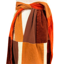 Load image into Gallery viewer, Vintage 70s Sakowitz Patchwork Maxi Wrap Skirt Rust Orange Paisley Sash Tie