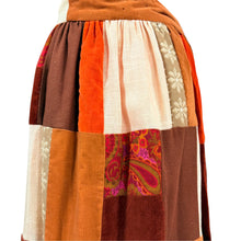 Load image into Gallery viewer, Vintage 70s Sakowitz Patchwork Maxi Wrap Skirt Rust Orange Paisley Sash Tie