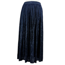 Load image into Gallery viewer, Vintage 90s Floral Jacquard Crinkle Rayon Tiered Maxi Skirt Black Medium