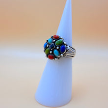 Load image into Gallery viewer, Vintage Sterling Silver Multi-Stone Cluster Statement Ring Size 4.5