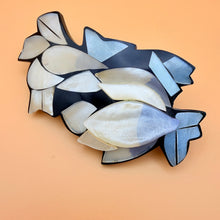 Load image into Gallery viewer, 80s Mother of Pearl Inlay Barrette Hair Clip Shell Mosaic