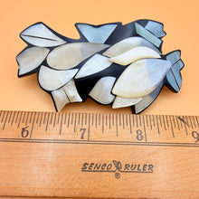 Load image into Gallery viewer, 80s Mother of Pearl Inlay Barrette Hair Clip Shell Mosaic