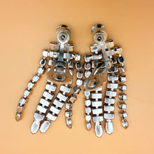 Load image into Gallery viewer, Vintage 1950s Rhinestone Fringe Waterfall Clip-On Earrings