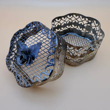 Load image into Gallery viewer, Vintage Intricate Filigree Metal Trinket Box with Dimensional Rose Lid