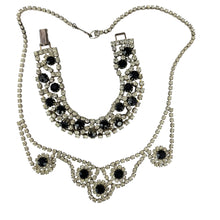 Load image into Gallery viewer, Vintage Rhinestones and Black Gemstones Jewelry Set