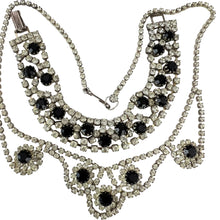 Load image into Gallery viewer, Vintage Rhinestones and Black Gemstones Jewelry Set