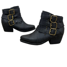 Load image into Gallery viewer, Jeffrey Campbell X Free People Black Leather 3 Buckle Ankle Boot Size 6