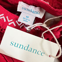 Load image into Gallery viewer, Sundance Red Embroidered Linen Peasant Top Size Medium