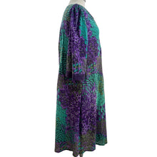 Load image into Gallery viewer, VTG Purple Multicolor Peasant Dress Size Medium