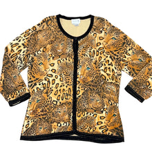 Load image into Gallery viewer, Vintage Animal Print Knit Cardigan Sweater with Sequin Size Large