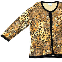 Load image into Gallery viewer, Vintage Animal Print Knit Cardigan Sweater with Sequin Size Large