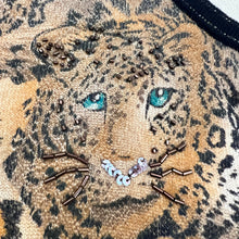 Load image into Gallery viewer, Vintage Animal Print Knit Cardigan Sweater with Sequin Size Large