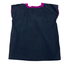 Load image into Gallery viewer, Black Embroidered Floral Peasant Top Size Medium