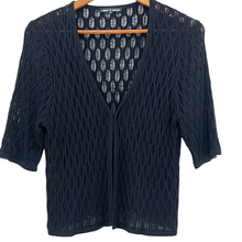 Load image into Gallery viewer, 90s Black Crochet Cardigan Size Large